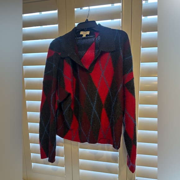 COS polo collar argyle oversize sweater - Picture 4 of 7